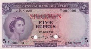 Ceylon, 5 Rupees, 1952, UNC, p52s, ... 