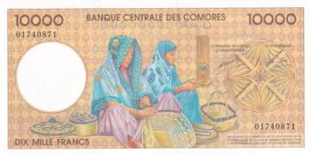 Comoros, 10.000 Francs, 1997, UNC, ... 