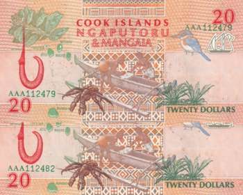 Cook Islands, 20 Dollars, 1992, ... 