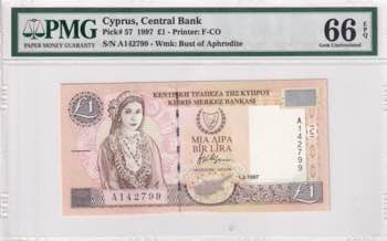 Cyprus, 1 Pound, 1997, UNC, p57