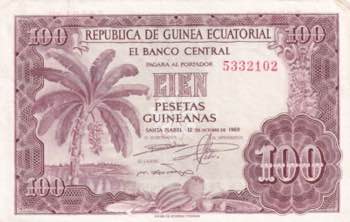Equatorial Guinea, 100 Pesetas ... 