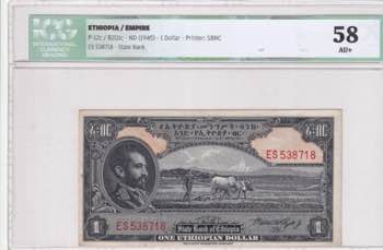 Ethiopia, 1 Dollar, 1945, AUNC(+), ... 
