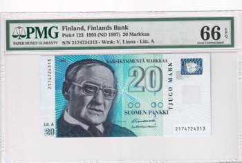 Finland, 20 Markkaa, 1993, UNC, ... 