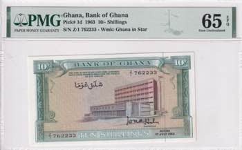Ghana, 10 Shilings, 1963, UNC, p1d