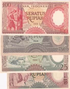 Indonesia, 5-25-50-100 Rupiah, ... 