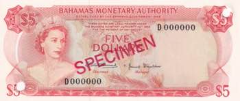 Bahamas, 5 Dollars, 1968, UNC(-), ... 