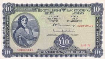 Ireland, 10 Pounds, 1976, VF(-), ... 