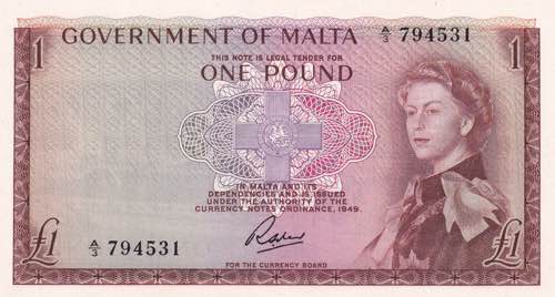 Malta, 1 Pound, 1963, XF, p26a
