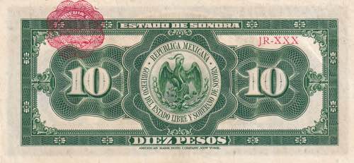 Mexico, 10 Pesos, 1915, UNC, pS1073