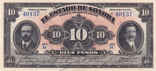Mexico, 10 Pesos, 1915, UNC, pS1073