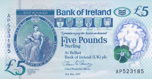 Northern Ireland, 5 Pounds, 2017, ... 
