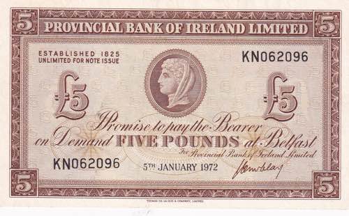 Northern Ireland, 5 Pounds, 1972, ... 