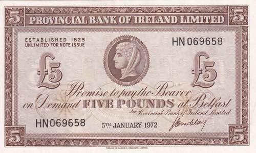 Northern Ireland, 5 Pounds, 1972, ... 