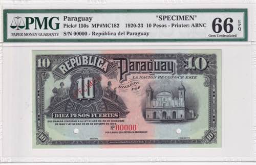 Paraguay, 10 Pesos, 1920/1923, ... 