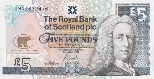 Scotland, 5 Pounds, 2005, UNC, p365