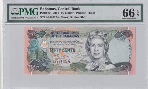 Bahamas, 1/2 Dollar, 2001, UNC, p68