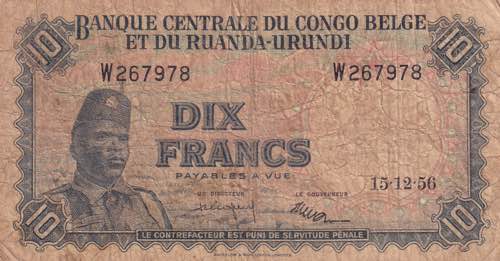 Belgian Congo, 10 Francs, 1956, ... 