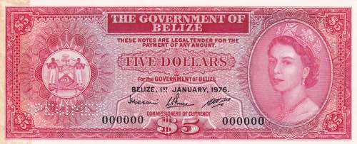 Belize, 5 Dollars, 1976, XF, p5bs, ... 