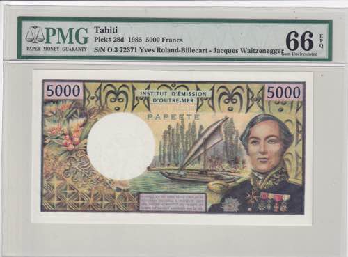 Tahiti, 5.000 Francs, 1985, UNC, ... 