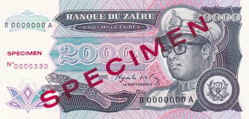 Zaire, 20.000 Zaires, 1991, UNC, ... 