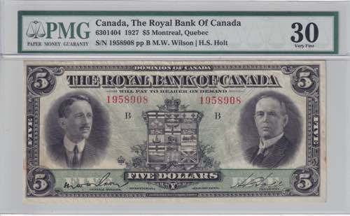 Canada, 5 Dollars, 1927, VF, pS1383