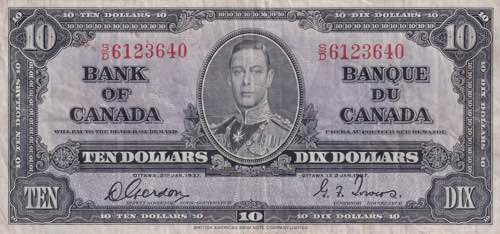 Canada, 10 Dollars, 1937, VF, p61b