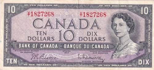 Canada, 10 Dollars, 1954, VF(+), ... 