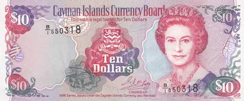 Cayman Islands, 10 Pounds, 1996, ... 