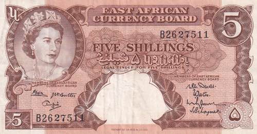 East Africa, 5 Shillings, ... 
