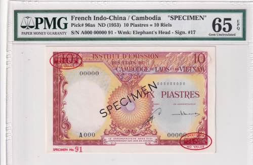 French Indo-China, 10 Piastres=10 ... 