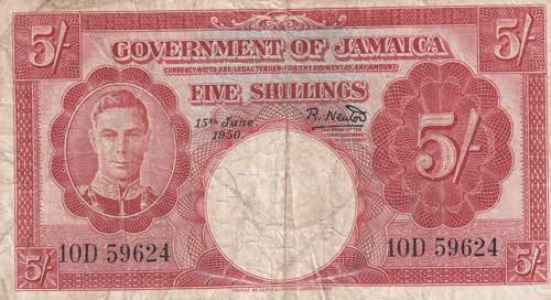 Jamaica, 5 Shillings, 1950, FINE, ... 