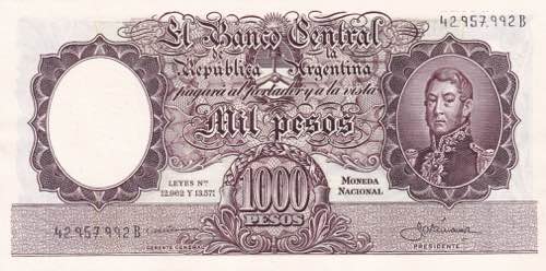 Argentina, 1.000 Pesos, 1954/1964, ... 