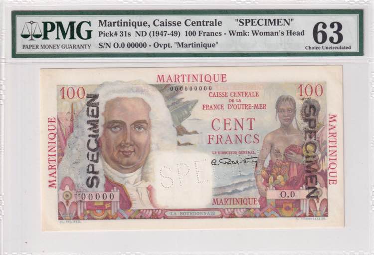 Martinique, 100 Francs, 1947/1949, ... 