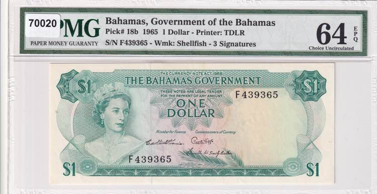 Bahamas, 1 Dollar, 1965, UNC, p18b