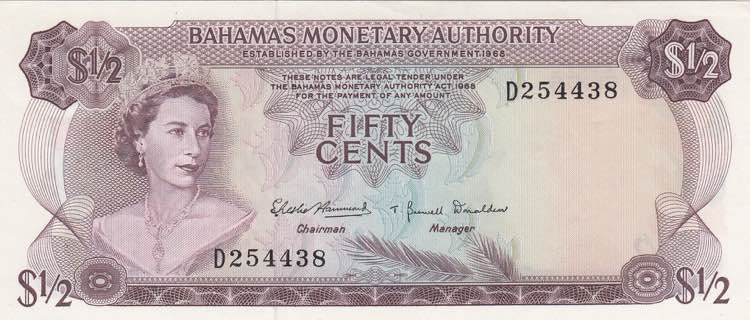 Bahamas, 50 Cents, 1968, UNC, p26