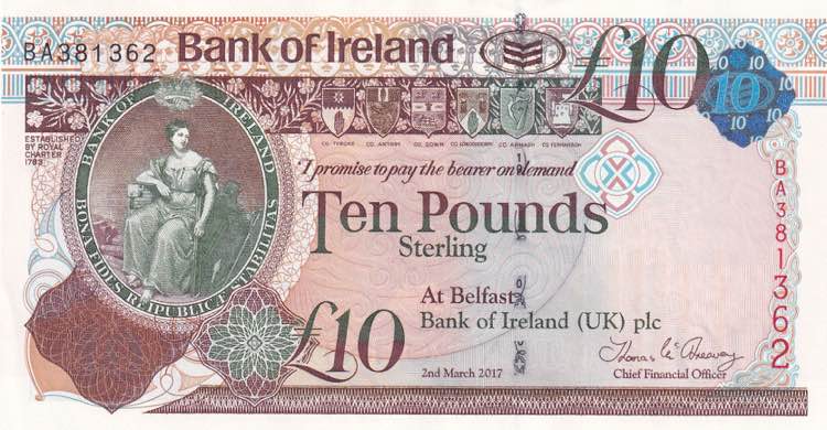Northern Ireland, 10 Pounds, 2017, ... 