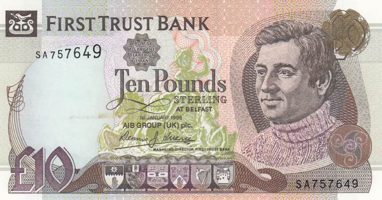 Northern Ireland, 10 Pounds, 1998, ... 