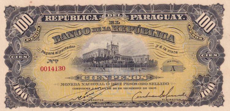 Paraguay, 100 Pesos, 1907, UNC, ... 