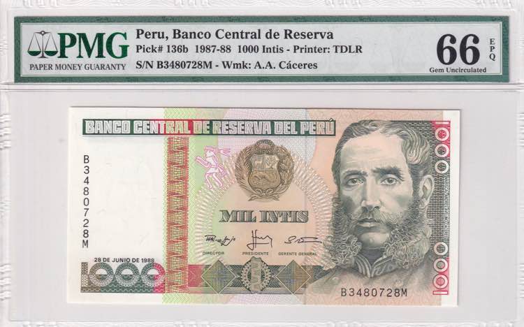 Peru, 1.000 Intis, 1988, UNC, p136b