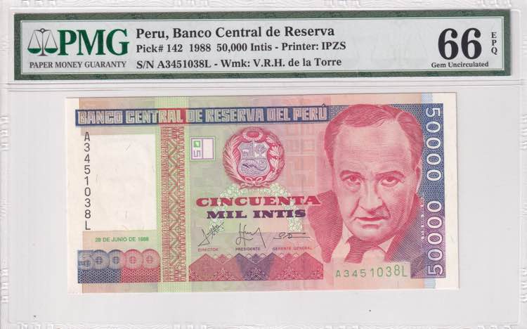 Peru, 50.000 Intis, 1988, UNC, p142