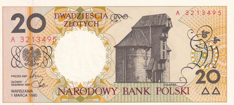 Poland, 20 Zlotych, 1990, UNC, p168