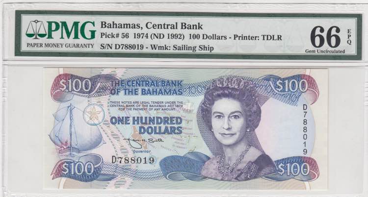 Bahamas, 100 Dollars, 1992, UNC, ... 