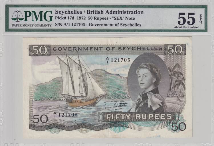 Seychelles, 50 Rupees, 1972, AUNC, ... 