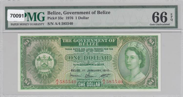 Belize, 1 Dollar, 1976, UNC, p33c