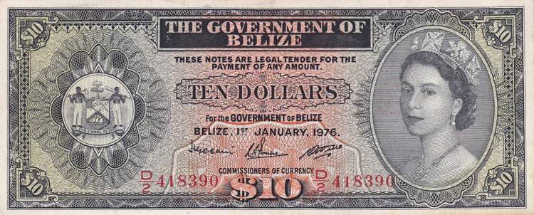 Belize, 10 Dollars, 1976, XF, p36c