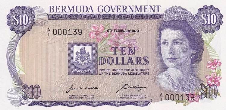 Bermuda, 10 Dollars, 1970, UNC, ... 