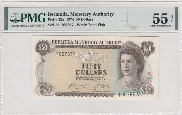 Bermuda, 50 Dollars, 1974, AUNC, ... 
