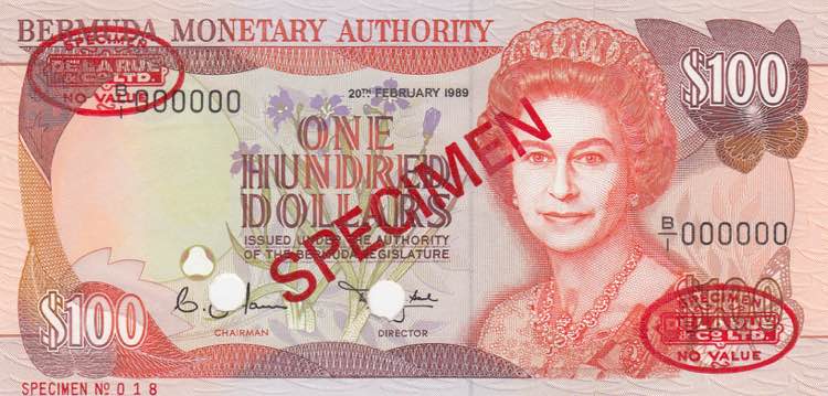 Bermuda, 100 Dollars, 1989, UNC, ... 