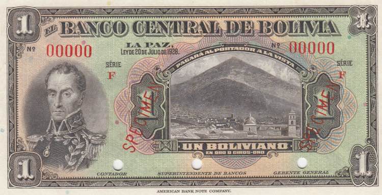 Bolivia, 1 Boliviano, 1928, UNC, ... 