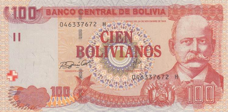 Bolivia, 100 Bolivianos, 1986, ... 